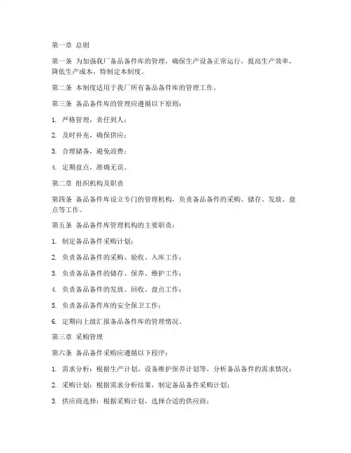 工厂备品备件库管理制度