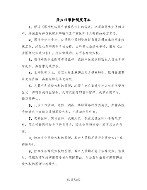 处方权审批制度范本（四篇）