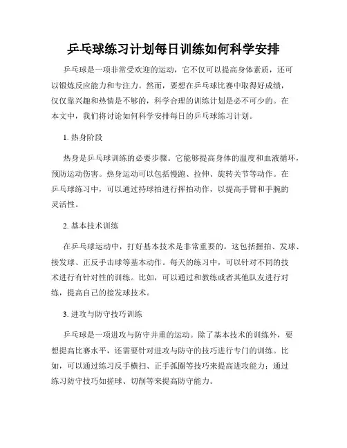 乒乓球练习计划每日训练如何科学安排