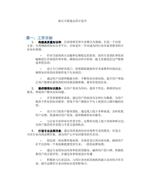 新公司筹建运营计划书