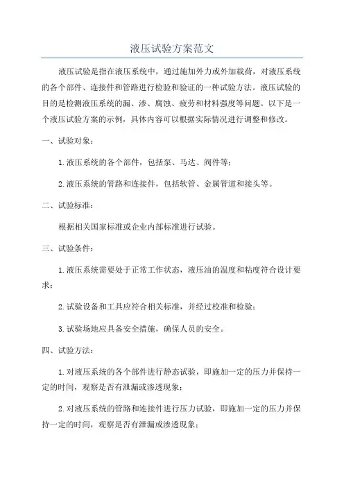 液压试验方案范文