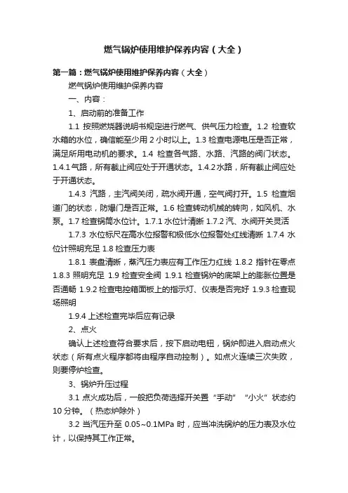 燃气锅炉使用维护保养内容（大全）