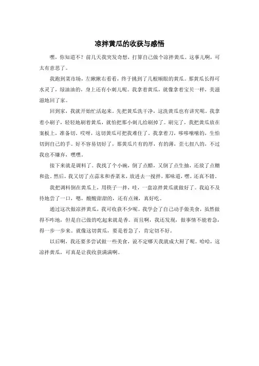 凉拌黄瓜的收获与感悟