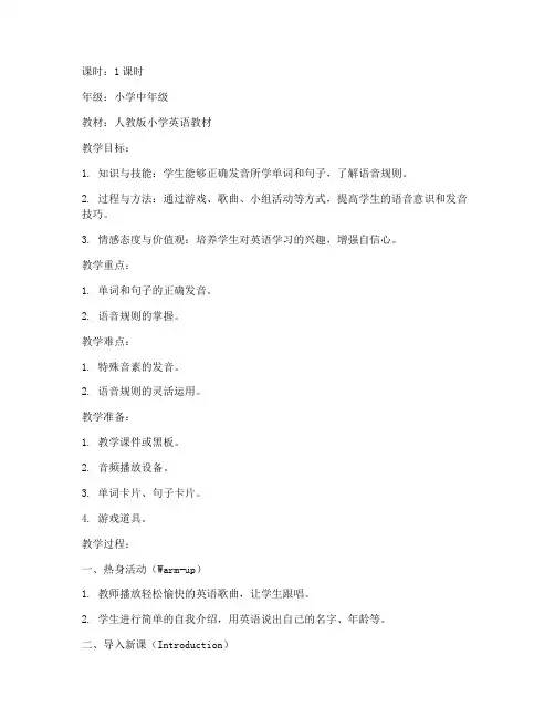 小学教资面试英语语音课教案模板