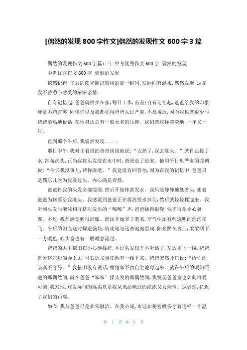 [偶然的发现800字作文]偶然的发现作文600字3篇