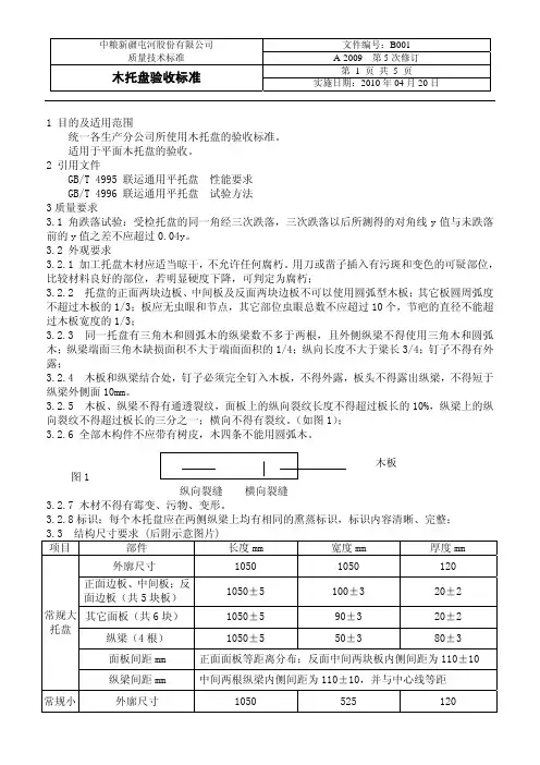 B 木托盘验收标准 第 次 
