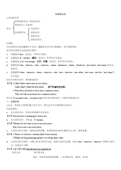 高中语法讲解—名词性从句