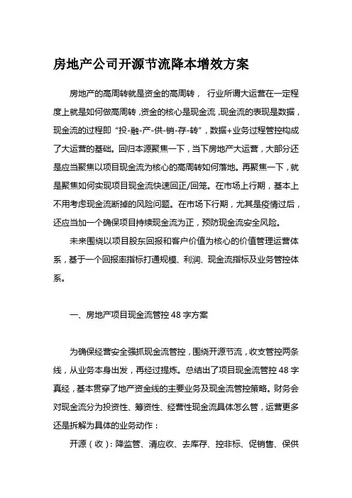 房地产公司开源节流降本增效方案