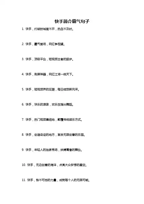 快手简介霸气句子