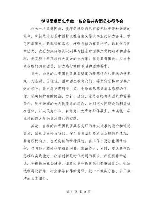 学习团章团史争做一名合格共青团员心得体会