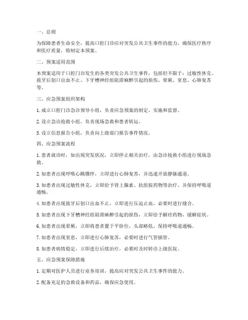口腔门诊急诊应急预案