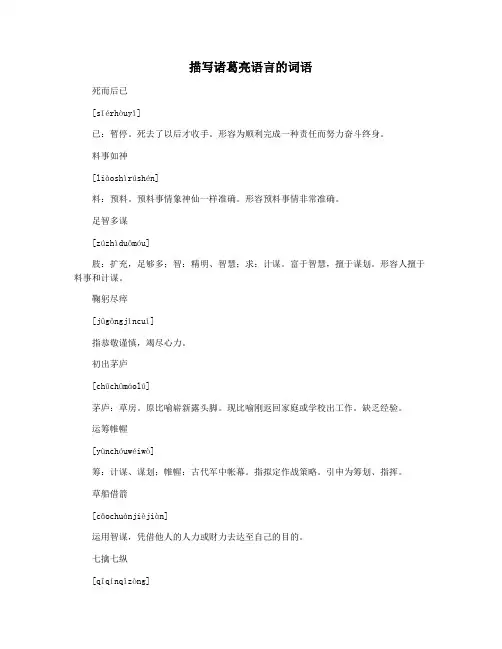 描写诸葛亮语言的词语
