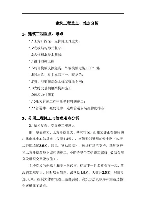 建筑工程重点、难点分析
