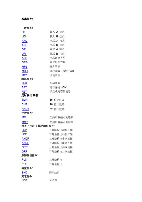 细数台达PLC基本指令