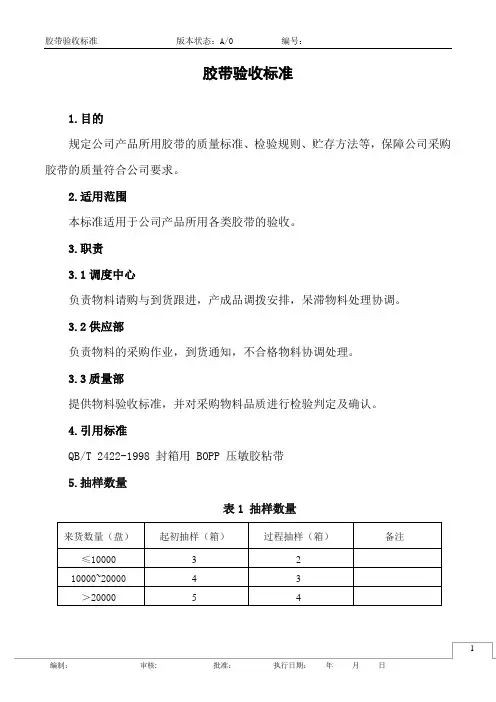 胶带验收标准
