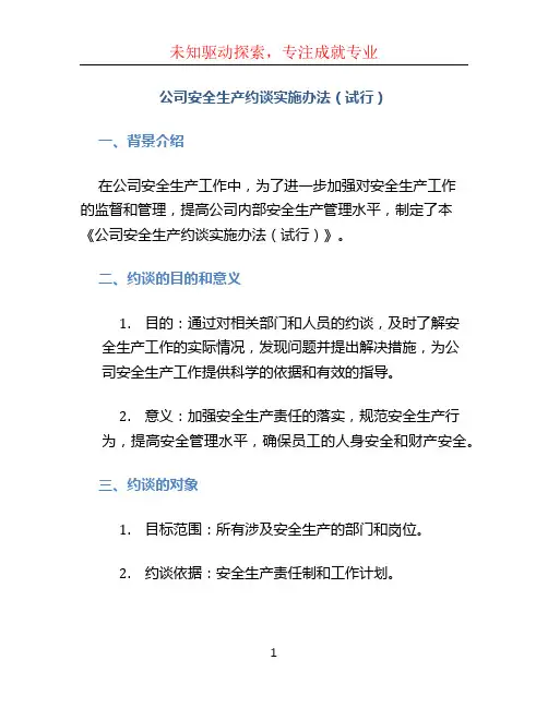 公司安全生产约谈实施办法(试行)