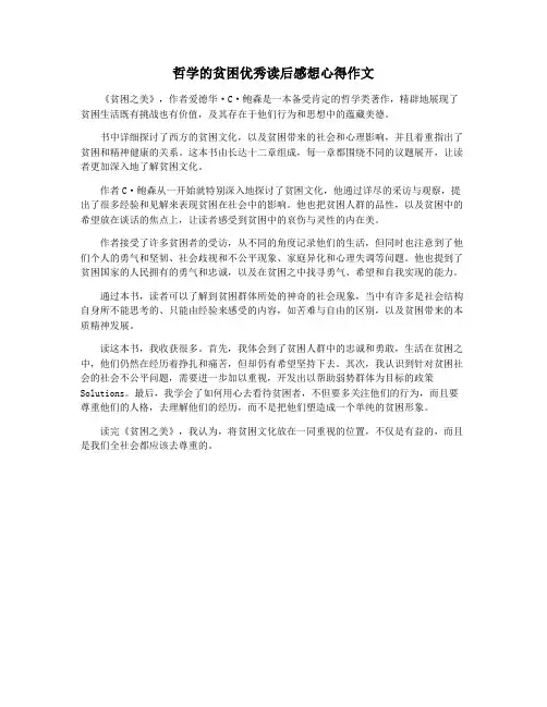 哲学的贫困优秀读后感想心得作文