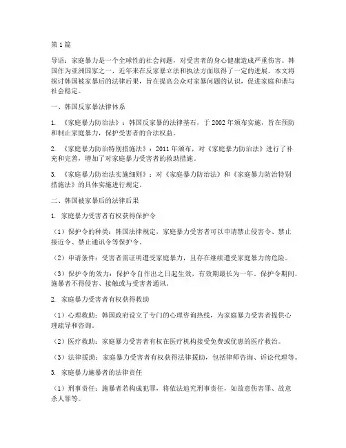 韩国被家暴后的法律后果(3篇)