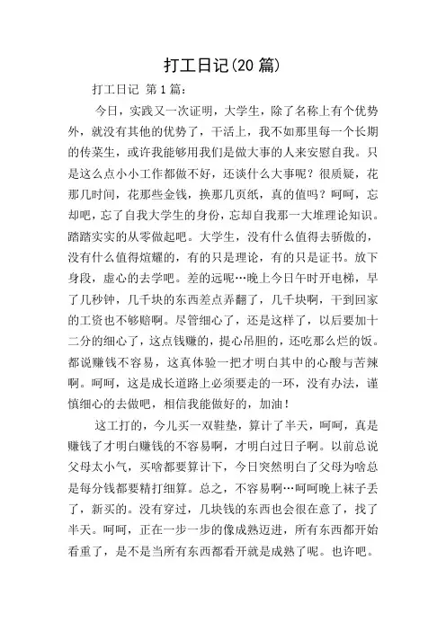 打工日记(20篇)