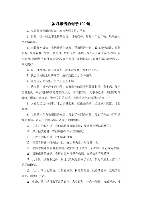 岁月感悟的句子199句 