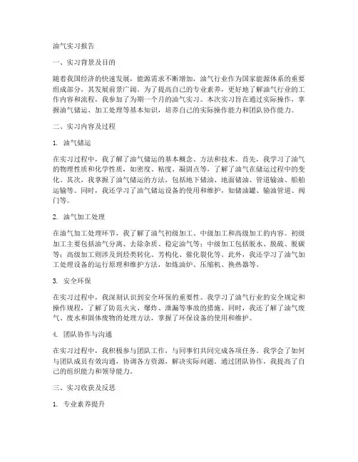 油气实习报告