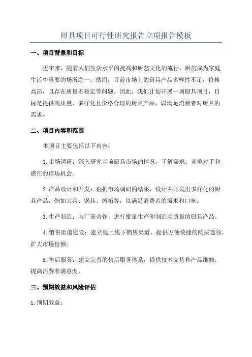 厨具项目可行性研究报告立项报告模板