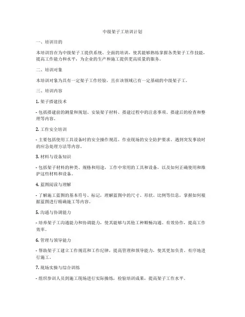 中级架子工培训计划
