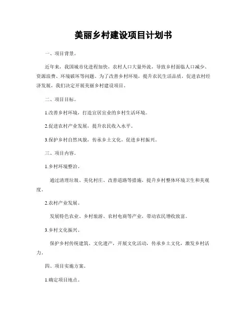 美丽乡村建设项目计划书