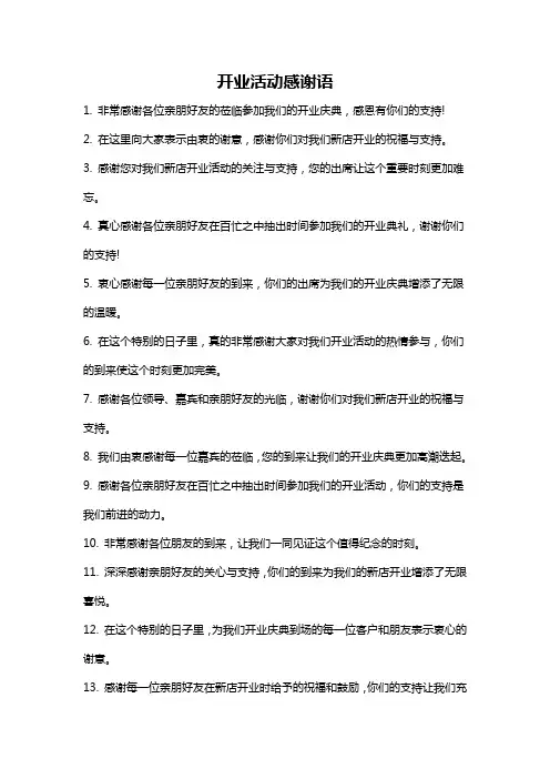 开业活动感谢语