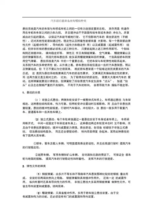汽车前后悬架系统有哪些种类