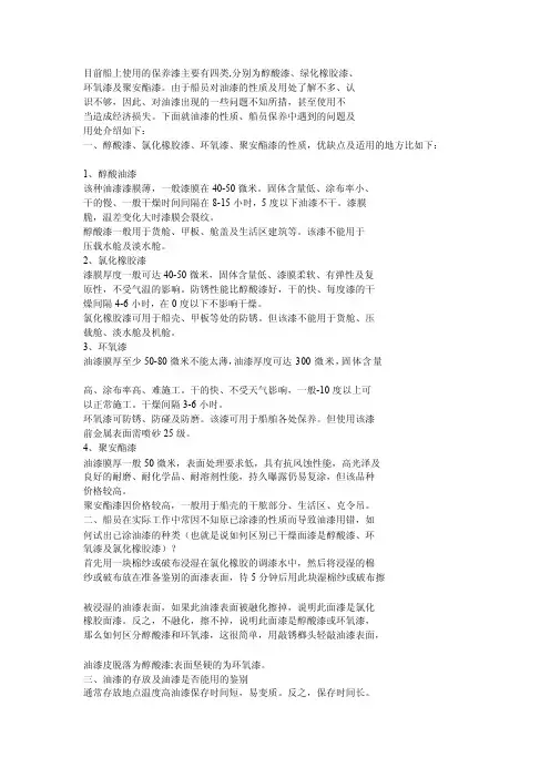 船用油漆介绍