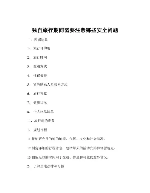 独自旅行期间需要注意哪些安全问题