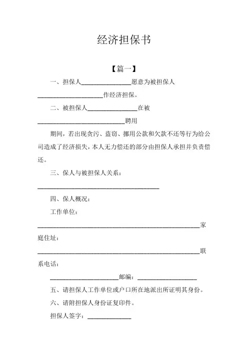 经济担保书