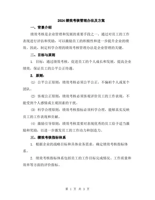2024绩效考核管理办法及方案