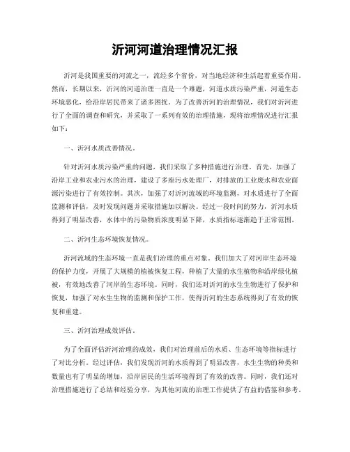 沂河河道治理情况汇报