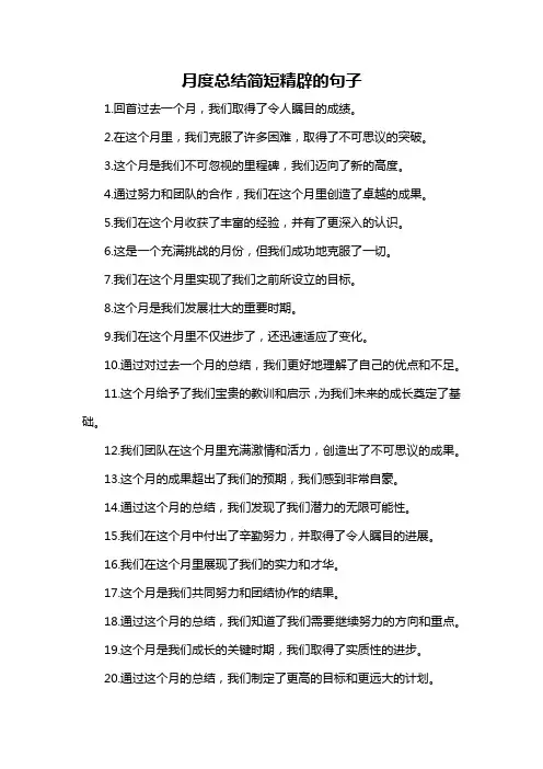 月度总结简短精辟的句子-概述说明以及解释