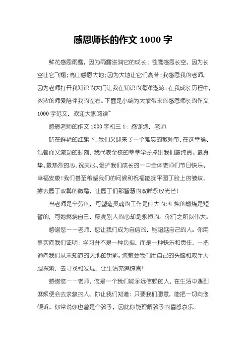 感恩师长的作文1000字