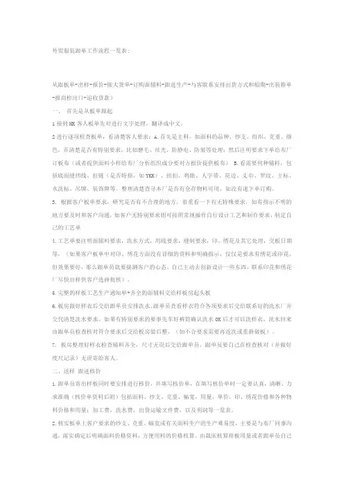外贸服装跟单工作流程一览表
