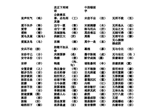高中高考常考错别字练习(答案)