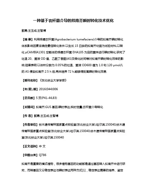 一种基于农杆菌介导的拟南芥瞬时转化技术优化