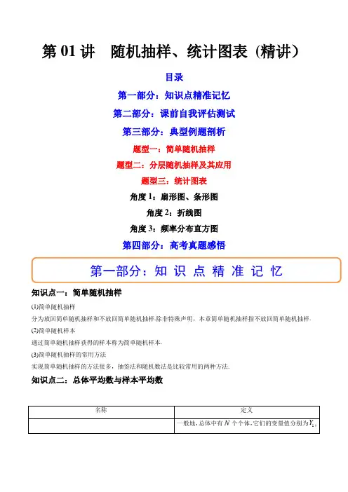 第01讲 随机抽样、统计图表 (精讲)(学生版)