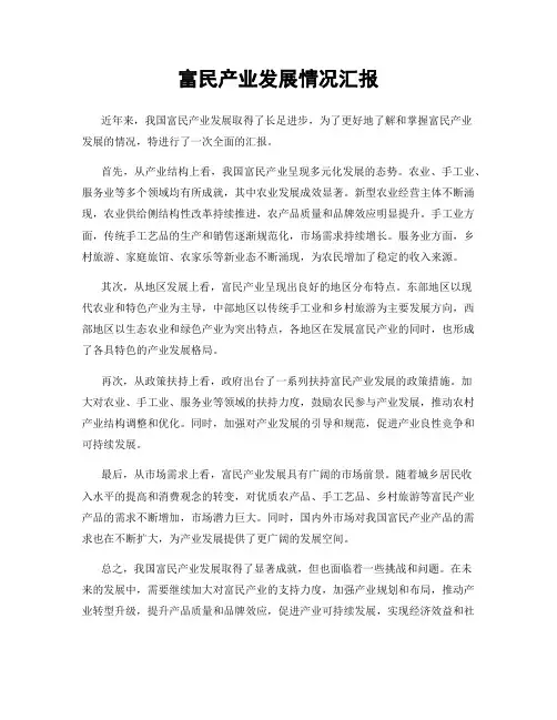 富民产业发展情况汇报