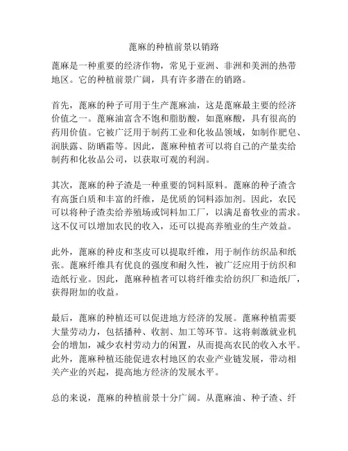 蓖麻的种植前景以销路