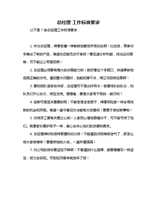 总经理 工作标准要求