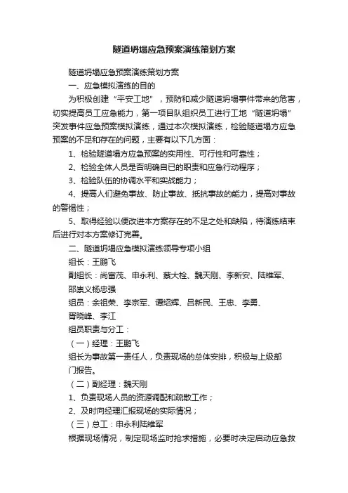 隧道坍塌应急预案演练策划方案