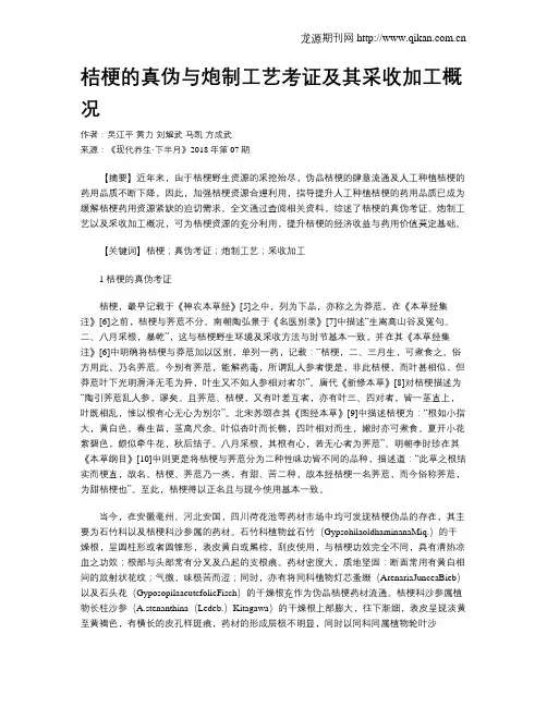 桔梗的真伪与炮制工艺考证及其采收加工概况