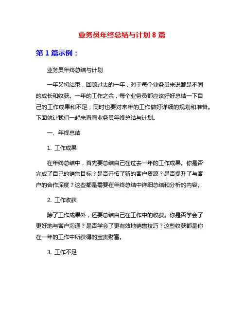 业务员年终总结与计划8篇