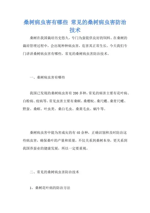 桑树病虫害有哪些 常见的桑树病虫害防治技术