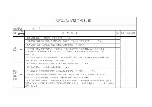 医院后勤质量考核标准