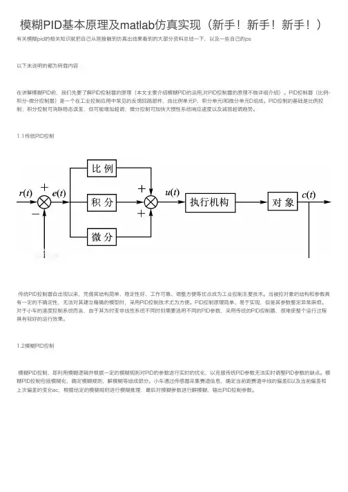 模糊PID基本原理及matlab仿真实现(新手!新手!新手!)